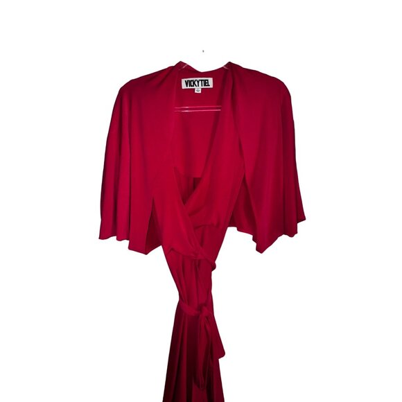 Vicky Tiel Womens Hot Pink Wrap Dress & Shawl‎ Set Size Small Sexy Eighties Glam - Picture 4 of 12